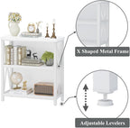 FATORRI Small Bookshelf for Small Space, Short Rustic Low Bookcase, Modern Wood and Metal Book Shelf and Narrow Book Case for Living Room, Hallway (White Oak)