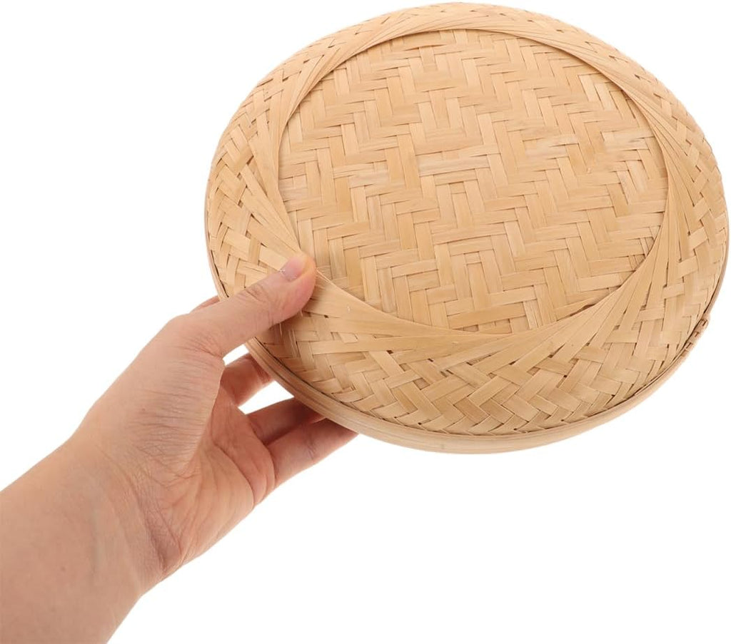 BESTOYARD Bamboo Tea Cake Box, 8.46x8.46x2.16in Woven Storage Organizer for Puerh Tea, Traditional Chest for Home & Kitchen
