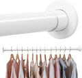 White Adjustable Closet Rod 18-63 Inches, Heavy Duty Metal Clothes Hanging Rod, Rust-Proof Non-Slip Wardrobe Bar for Closet, Laundry Room, RV