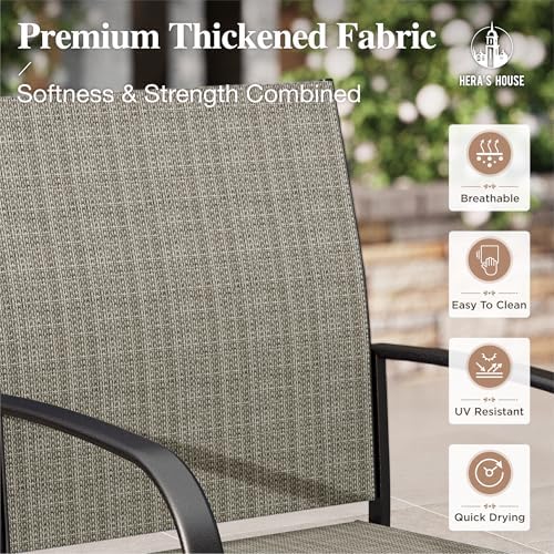 HERA'S HOUSE 7pc Patio Dining Set, Outdoor Wood-Like Metal Table & 6 ...