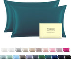 Silk Pillow Cases 2 Pack Soft Breathable and Sliky King Size Pillow Cases Set of 2,Natural Mulberry Satin Silk Pillowcase with Hidden Zipper for Hair and Skin (Teal,20"X 36",2pcs)