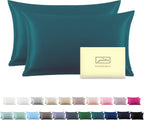 Silk Pillow Cases 2 Pack Soft Breathable and Sliky Standard Size Pillow Cases Set of 2,Natural Mulberry Satin Silk Pillowcase with Hidden Zipper for Hair and Skin (Teal,20"X 26",2pcs)