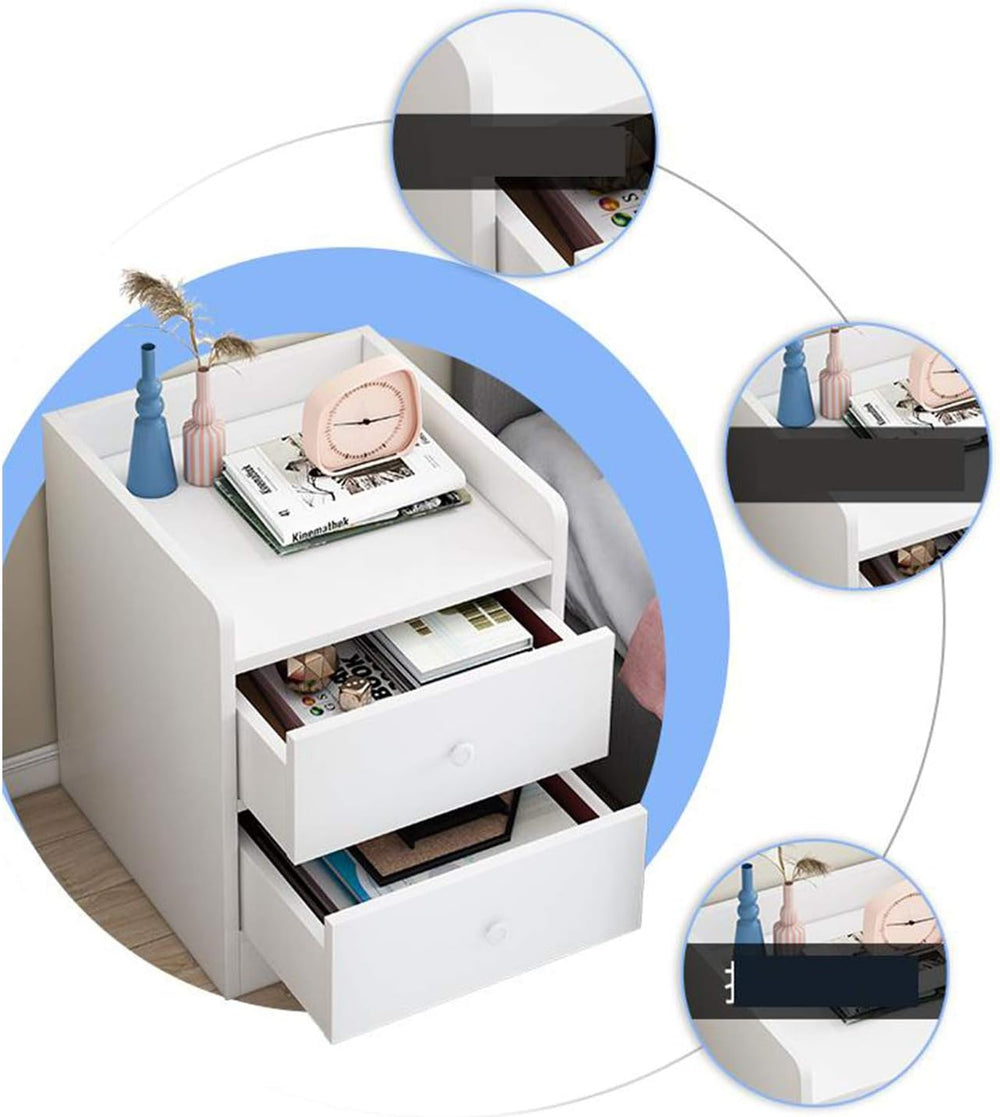 White Slim Bedside Table Wooden Nightstand Slim Tall Telephone Table Narrow H...