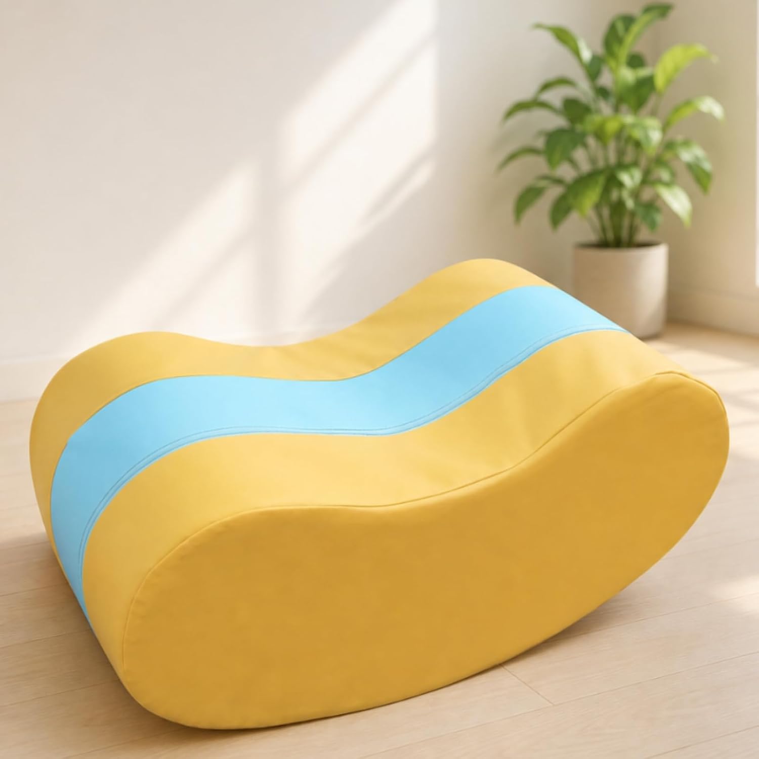 Children Sensory Rocker Rocking Boat Toy Chair Foam Padding Wood Frame PU Leather Clean Compact Size Suitable for Child playrooms Daycare Preschool Indoor Home