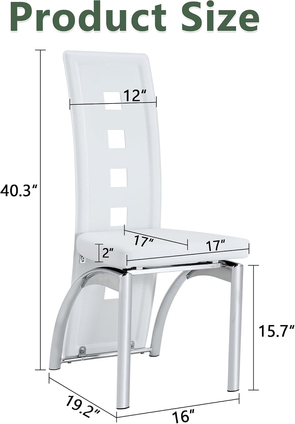 White Dining Chairs Set of 4, Upholstered Kitchen Chairs Set of 4 | Faux Leat...