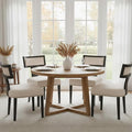 Mid Century Modern Dining Chairs Set of 4 Linen Fabric Upholstered Kitchen Side Chairs with Nailhead Trim, Modern Kitchen Armless Solid Wood Dining Chairs, Beige