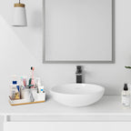 Toothbrush Holder for Bathrooms, Bathroom Organizer Countertop, Rectangle 5 Compartment Bathroom Accessories Storage for Toothpaste/Shaver and Other Items,White Resin of Marble Color (White)
