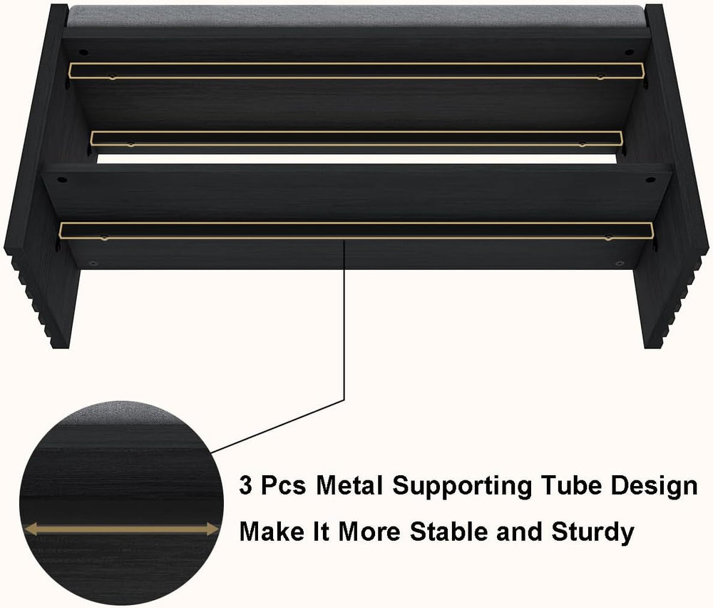BON AUGURE 40" Entryway Shoe Bench with Storage & Cushion, Modern Fl...