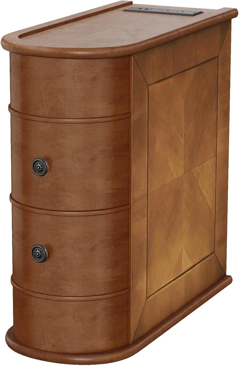 Narrow End Table with Charging Station, Skinny Side Table for Living Room, Sl...