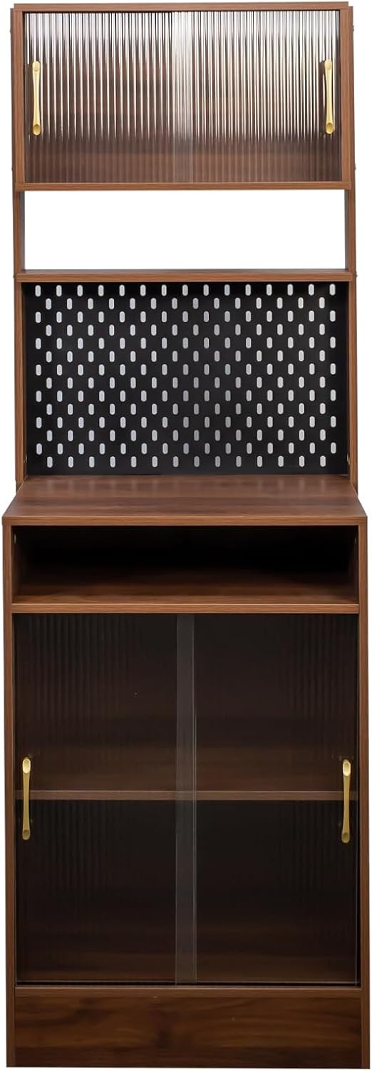 71" Kitchen Hutch Cabinet with Storage Pantry Storage Cabinet with Strip...