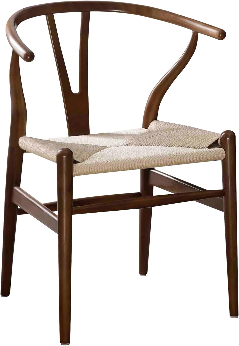 Y Wishbone Chair, Solid Ash Wood Dining Chair (Walnut) | Handwoven Paper Cord...