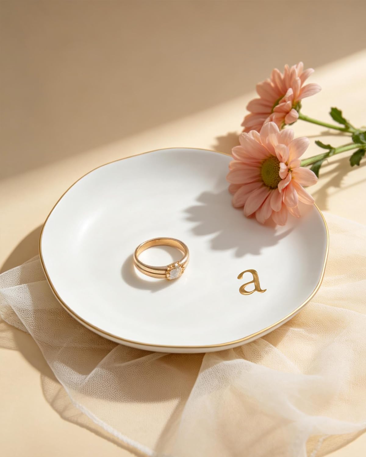 Ceramic Jewelry Tray Personalized Jewelry Dish Initial Ring Dish for Women | Engraved Initial, Handcrafted, Birthday Valentines Mother's Day Christmas Engagement Wedding Bridesmaid Gifts Monogram