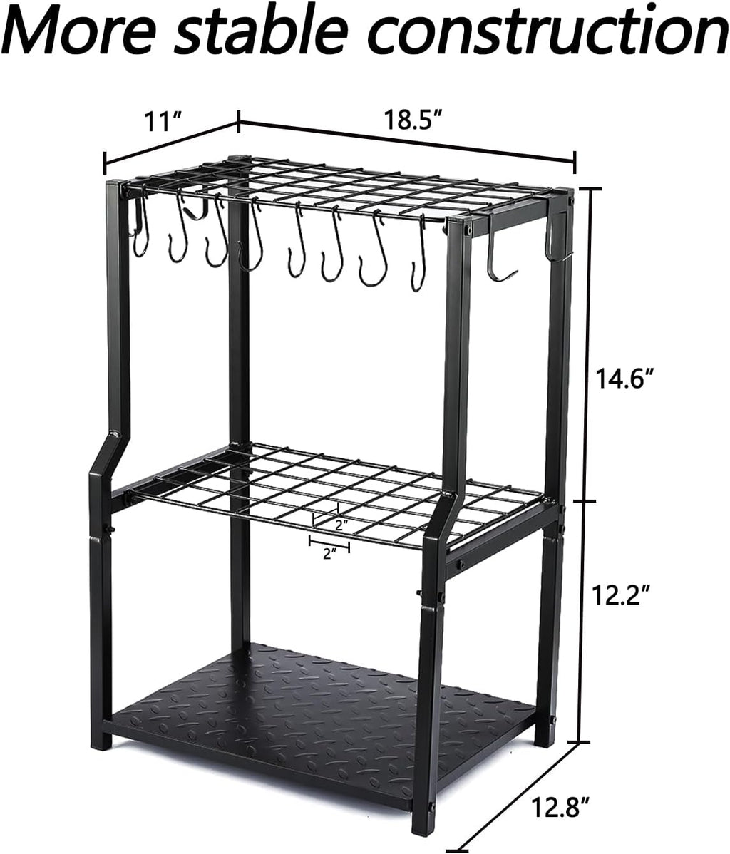 YueTong Garden Tool Organizer Heavy Duty,Yard Tool Tower Rack,Garage Storage Organization for Long Handle Tools,Rake,Brooms,Extra Hooks for Small Shovel,Shear.All Metal,Free Standing.