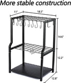 YueTong Garden Tool Organizer Heavy Duty,Yard Tool Tower Rack,Garage Storage Organization for Long Handle Tools,Rake,Brooms,Extra Hooks for Small Shovel,Shear.All Metal,Free Standing.