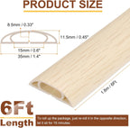 HARFINGTON 6ft Cord Cover Floor W0.6 x H0.33 Inner Channel PVC Hide Extension Cable Floor Wire Hider Wire Covers Protector for Prevent Cable Trips Cables Management, Wood Beige