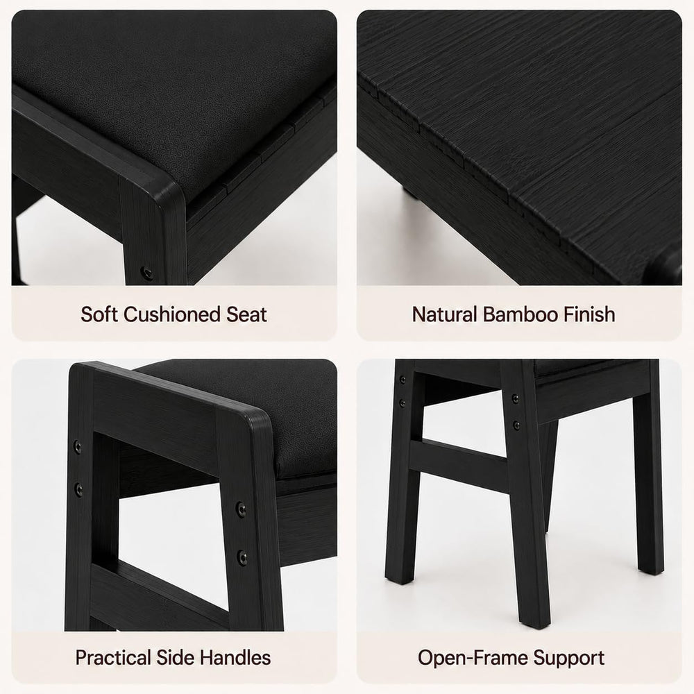 BAMBOOHOMIE Foot Stool Ottoman, Modern Vanity Stool Chair for Makeup with Rem...