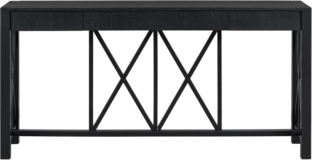 Farmhouse 60'' Console Table Sofa Table with 4 Spacious Drawers and O...