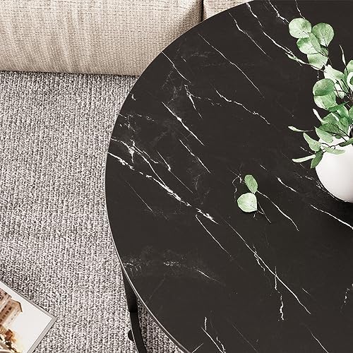 aboxoo Round Nesting Coffee Table Side Set of 2 End Tables for Living Room Be...