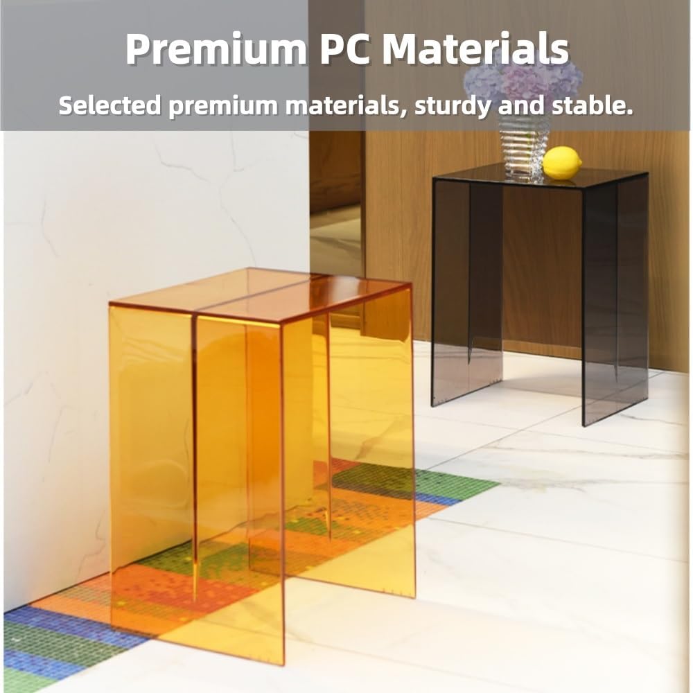 Modern Transparent ABS Side Table, Creative Night Stand for Small Spaces, Sim...