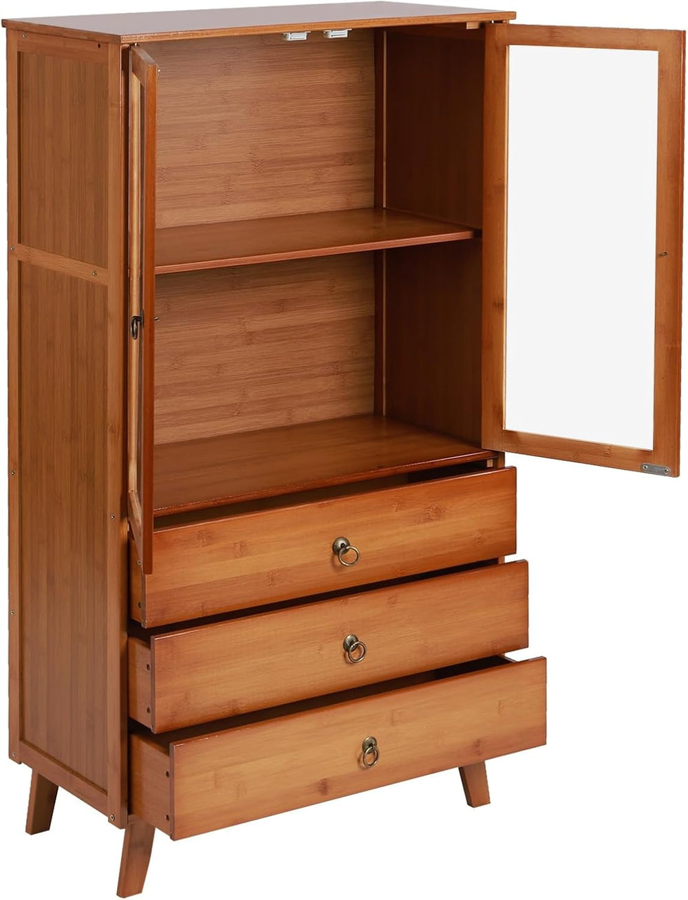Kitchen Sideboard, Bamboo Pantry Dining Cupboard Buffet Cabinet Storage Cabin...