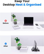 3-Slot Vertical Laptop Stand Holder,Adjustable ABS Plastic Desktop Notebook Dock,Vertical Laptop Stand Space-Saving for All MacBook/Surface/Samsung/HP/Dell/Chrome Book