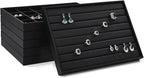 Ring Display Tray Black Jewelry Organizer Tray PU Leather Ring Earrings Display Organizer Tray