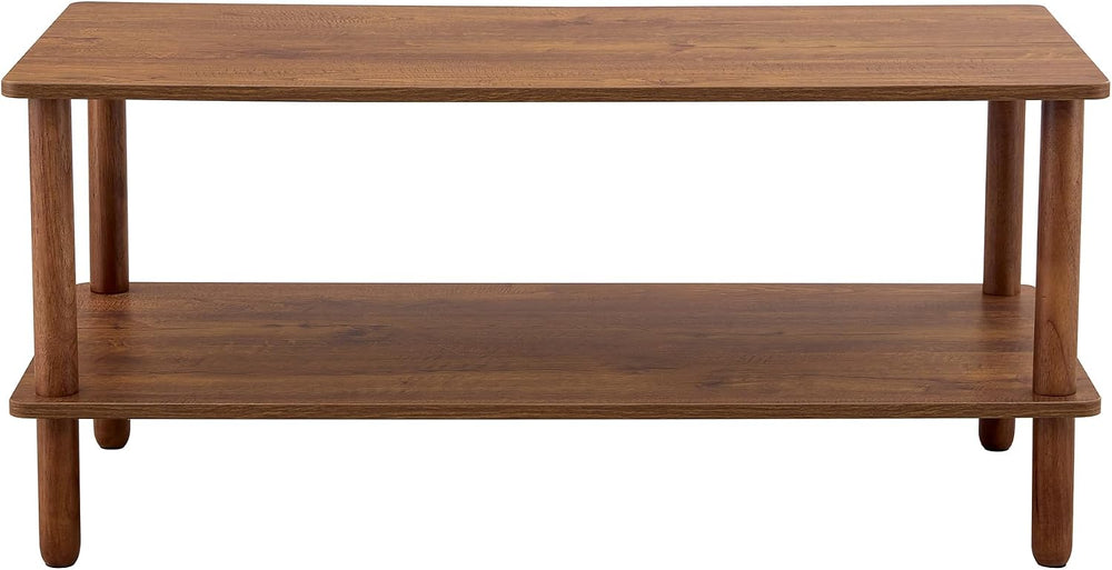 Modern Double-Layer Living Room Coffee Table, Rectangular Center Table with O...