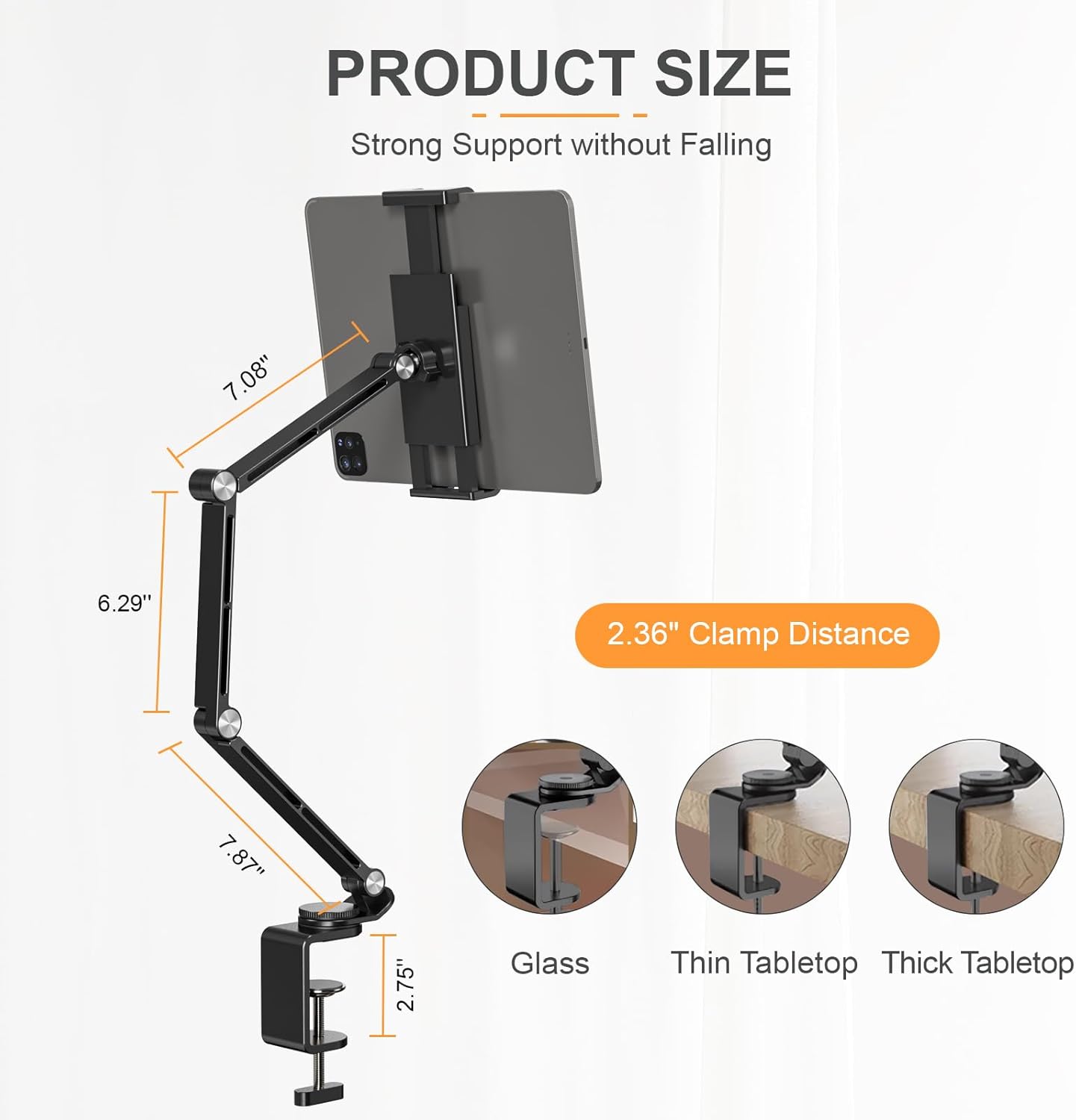 Houele Tablet Stand Holder, Adjustable Foldable Tablet Arm iPad Desk Mount with 360°Rotate Base, Phone Holder iPad Stand for Desk and Bed, Compatible with Tablets, Phones or Other 4-15.6" Device