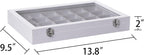 Frebeauty Velvet Jewelry Tray,24 Grid Jewelry Organizer with Clear Lid,Earring Holder Organizer with Clasp,Drawer Insert Rings Pendants Brooches,13.8 x 9.5 x 2 Inches,Gift for Women Girls(White)