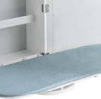 Wall Mounted Ironing Board Cabinet with Storage and Miror Door, 180° Swivel Ironing Boards with Garment Hooks, Foldable Ironing Storage Station for Home, Laundry Room, White
