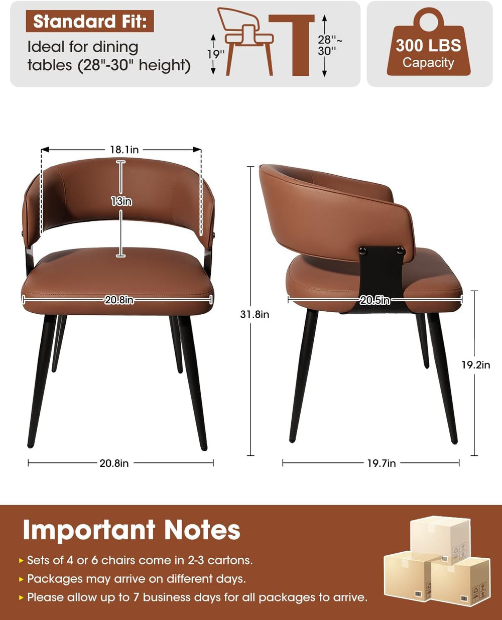 Dining Chairs Set of 4, Modern Faux Leather Kitchen Chairs