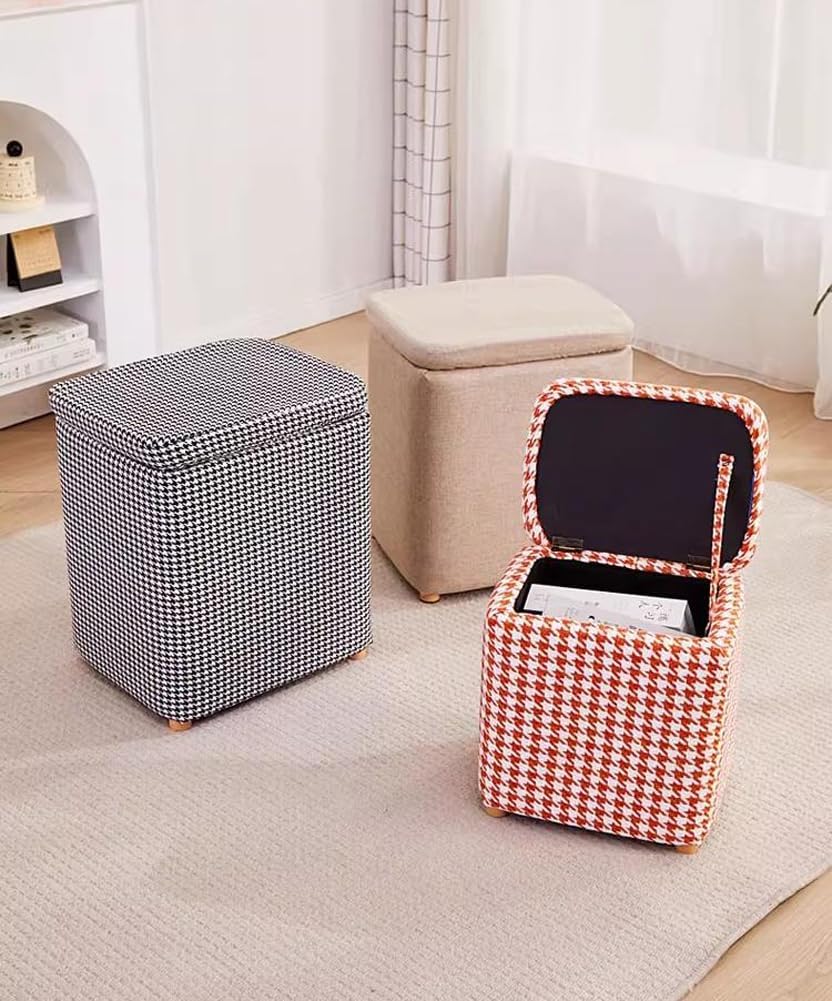 Storage Ottoman with Linen Removable Cover,Square Foot Rest Stool Hinged Lid ...