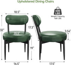 Upholstered Dining Chairs Set of 4, PU Leather Dining Room Chairs with Sturdy Metal Legs, Kitchen Chairs for Dining Room/Kitchen/Restaurant/Hotel, Modern Style, Green