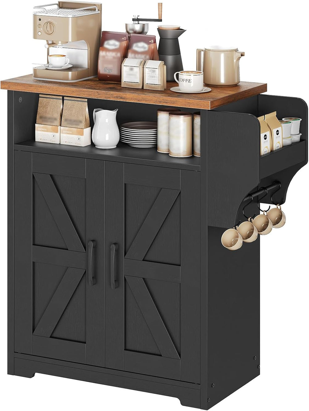 YATINEY Coffee Bar Cabinet, Kitchen Island with Storage, Farmhouse Sideboard ...