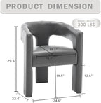 Modern Barrel Dining Chair, Comfy Faux Leather Upholstered Chairs with Open-Back, Assembled Vanity Chair, PU Leather Accent Chair Side Armchair for Dining Room, Kitchen, Living Room（Grey）