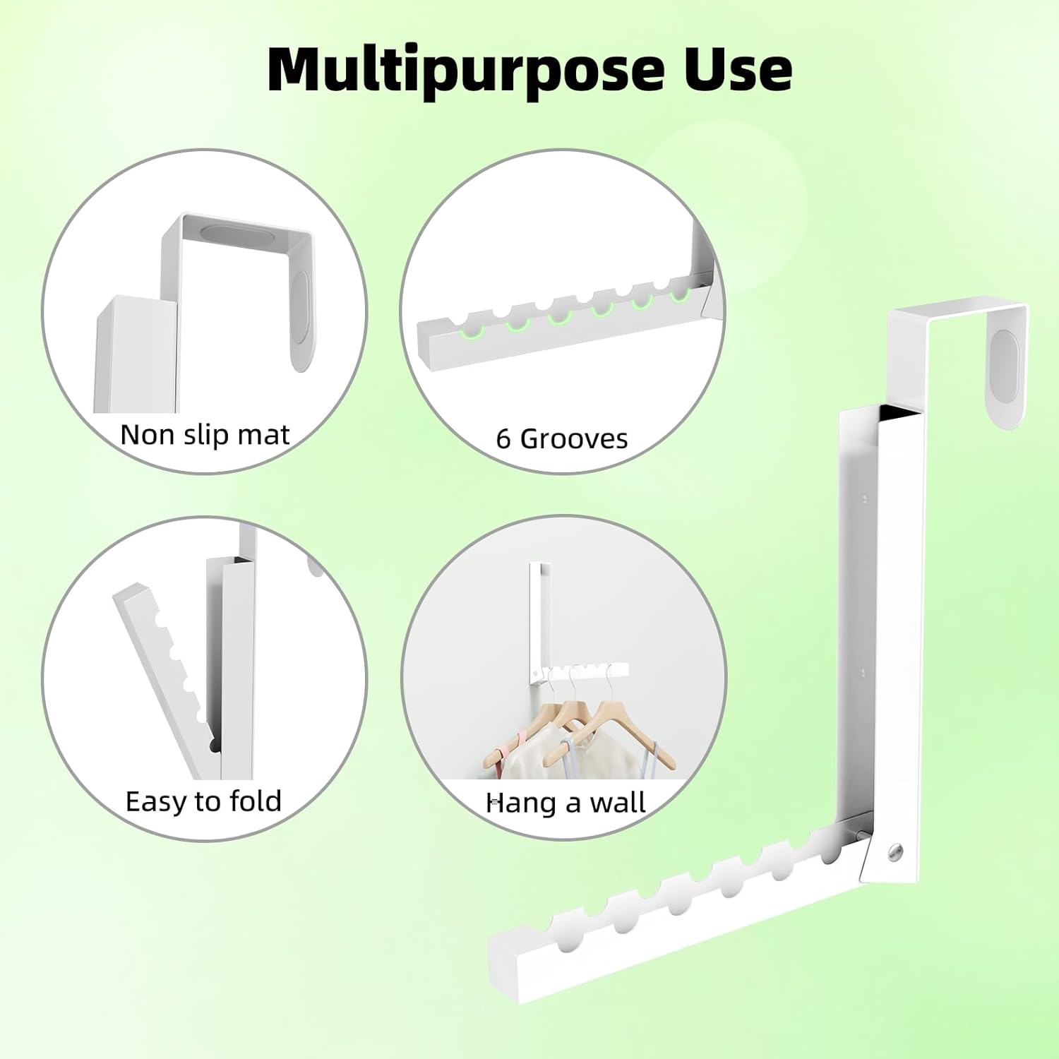 Over The Door Hanger Folding Clothes Drying Rack, Folding Hanging Coat Rack for Indoor Laundry Room Compact Small Space Foldable Portable Clothing Hanger Hook Collapsible- 4 Pack(White)
