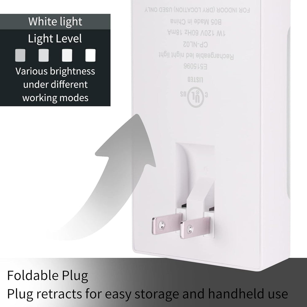 4-in-1 LED Night Light Emergency Backup Light, Motion Sensor, Dusk-to-Dawn Se...