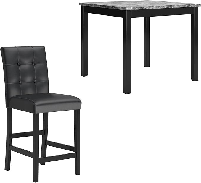 Signature Design by Ashley Maysville 5 Piece Counter Height Dining Set, Includes Table and 4 Bar Stools, Black