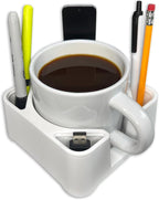 MugBrick Drink Holder for Couch, Bed, Car, Boat - Non-Spill Table and Desk Cup Holder, Tip Proof Spill Prevention Organizer, White