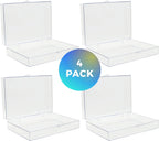 4-Pack Clear Hinged Plastic Containers, Keepsake Storage Boxes, 7"L x 5"W x 1.75"H, Made in USA, Plastic Display Case, Bead Storage or Craft Organizers and Storage Container