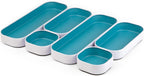 Three by Three Seattle 6 Piece Metal Stacking Bins + Drawer Organizers Set: Elevate Your Desk Organization with Playful Stackable Metal Organizers: Fun, Functional, and Stylish (Sky Blue)