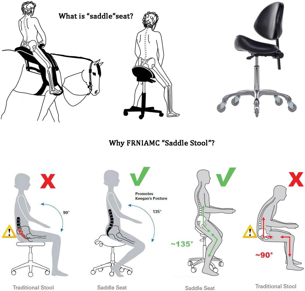 Adjustable Saddle Stool Chairs with Back Support Ergonomic for Medical Clinic...