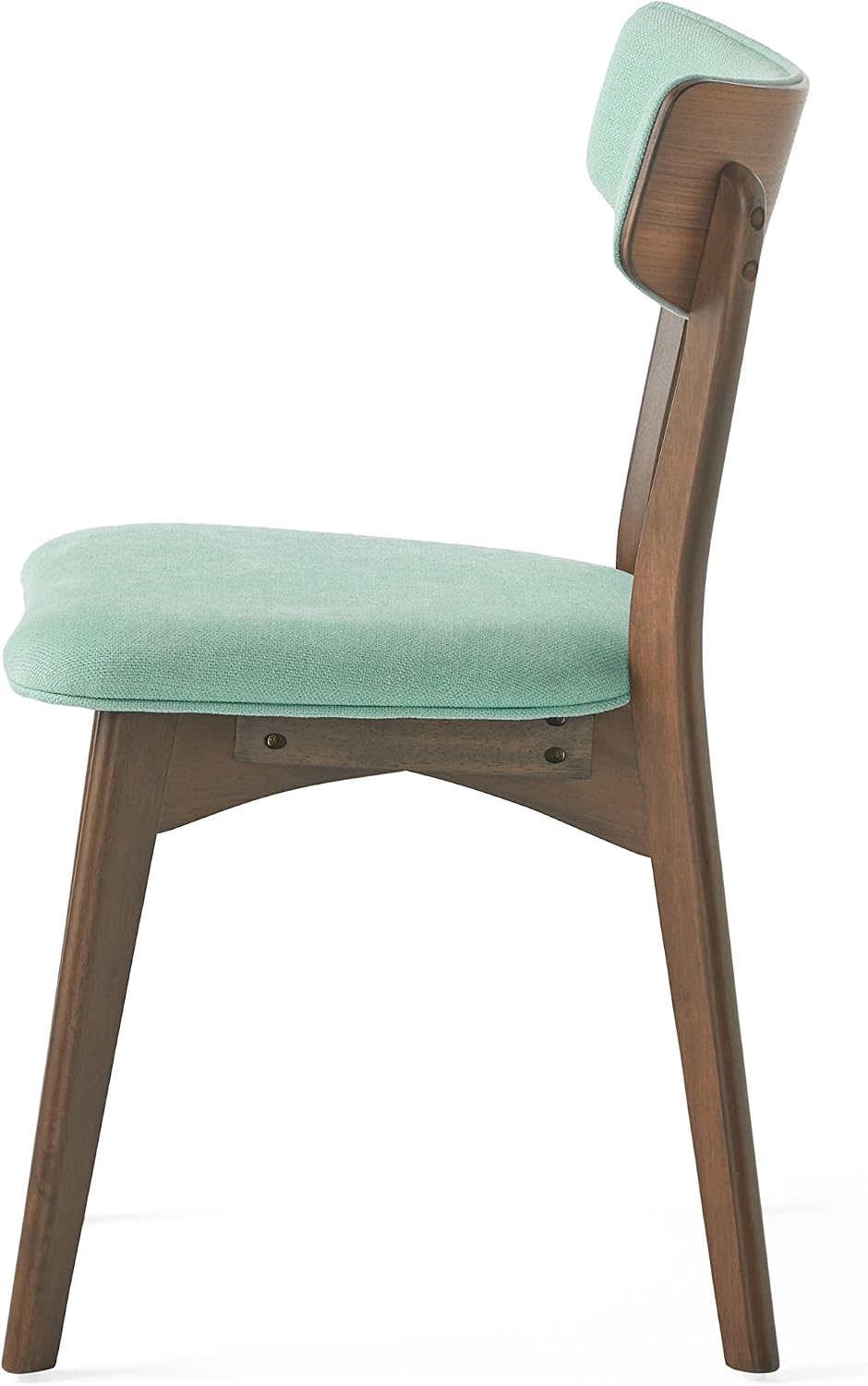 Christopher Knight Home Megann Mid-Century Wood Dining Set with Fabric Chairs, 5-Pcs Set, Natural Walnut / Mint