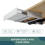 FLEXISPOT Under Desk Drawer 17.7in Wide Pull-Out Drawer for Storage Slide-out Under Desk Organizer for Office Home(L, White)