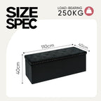 43 Inches Velvet Storage Ottoman Bench, Folding Upholstered Ottoman with Storage for Bedroom Living Room, 140L Capacity