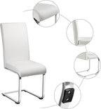 Yaheetech Dining Chairs Set of 2 Modern Faux Leather Upholstered Dining Room Chairs with High Back and Metal Chrome Legs for Kitchen/Living Room/Restaurant, White