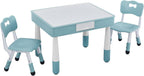 4 in 1 Kids Table and 2 Chairs Set, Toddler Table and Chair Set for Kids Ages 3-10, Activity Tables for Building Blocks/Drawing/Reading/Dining，Gift for Boy & Girl (Grayish Blue)