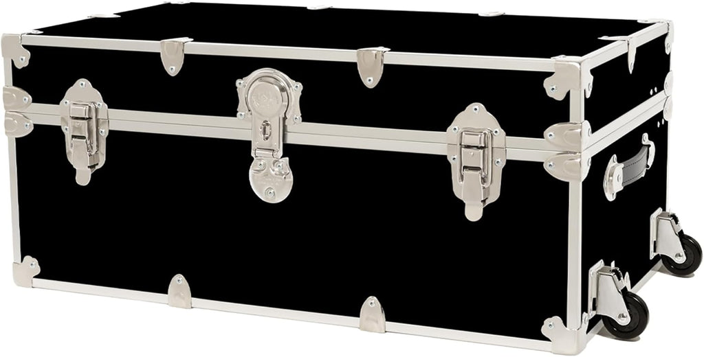 Rhino Classic Camp & College Trunk with Wheels, Footlocker, Dorm Storage | 30"L x 17"W x 13"H, 1500+ lb Capacity, Baltic Birch Plywood, Nickel Plated Steel, Lockable, College Dorm, Summer Camp