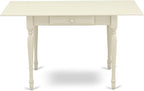 East West Furniture MZKE5-LWH-W 5 Piece Dining Room Furniture Set Includes a Rectangle Kitchen Table with Dropleaf and 4 Dining Chairs, 36x54 Inch, Linen White