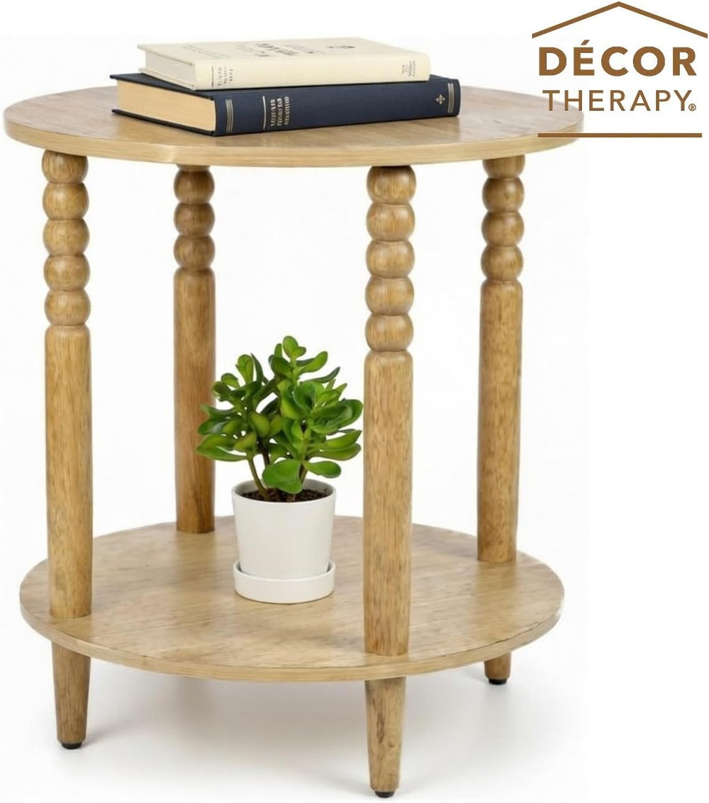 Decor Therapy Stafford Round Side Table, Seadrift Two-Tier Modern End Table w...